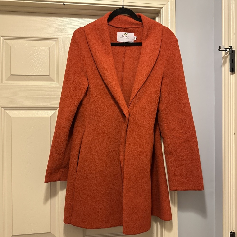 Janska‎ Polartec Women's Burnt Orange Jacket Button Front Oversized Small USA